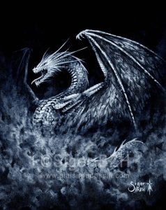 Dragon blanc - Peinture gouache