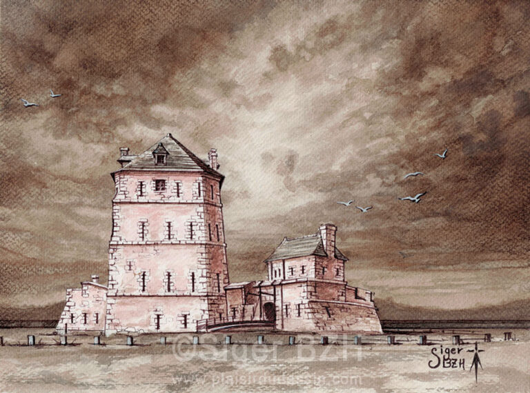 La Tour Vauban à Camaret sur Mer - Aquarelle de Siger_BZH